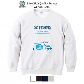 【トレーナー】【釣りざんまい】ユニークな釣り_ブルー  8.4oz Cotton:100%