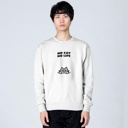 【トレーナー】何か気になるサバ白猫(wakat) 8.4oz Cotton:100%